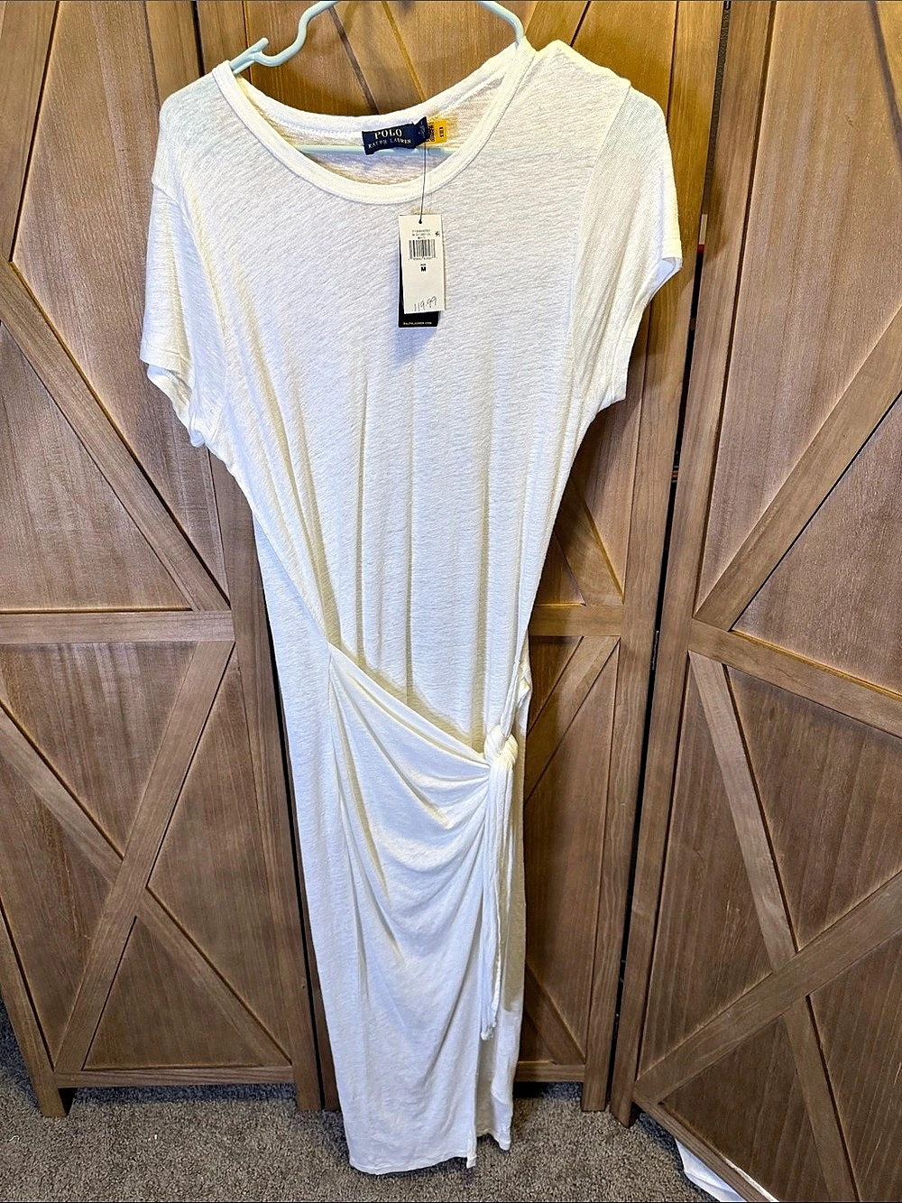 Polo Ralph Lauren Draped Maxi Dress in White Size Medium NWT